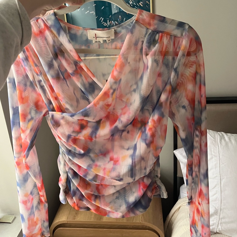 Anthropologie multicolor mesh long-sleeve